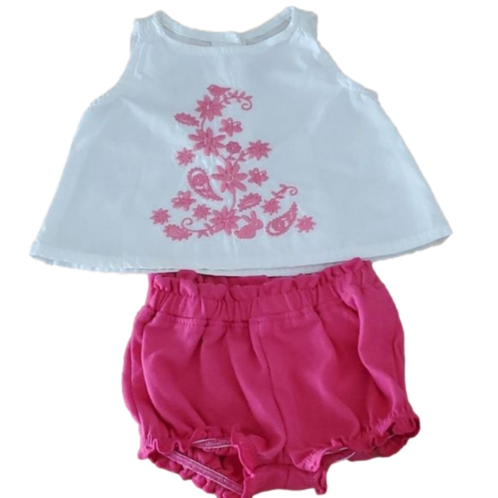 Vintage Baby B'gosh Embroidered Floral Sleeveless Top  Size Newborn
